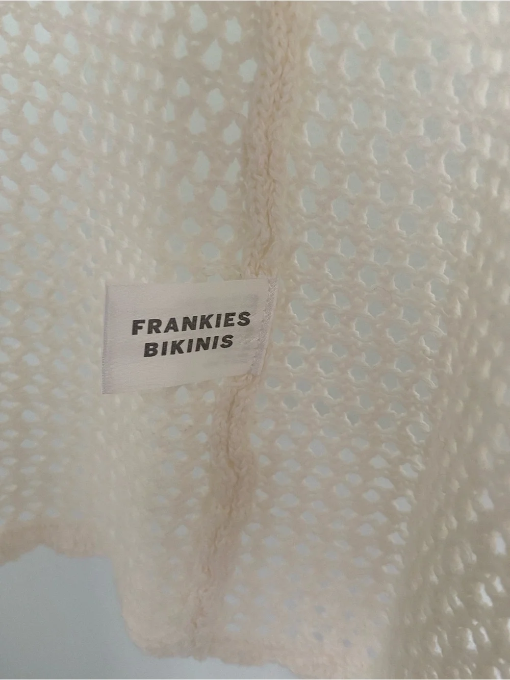 Frankies Bikinis Crochet Collette Cover Up Tunic Cream White XS